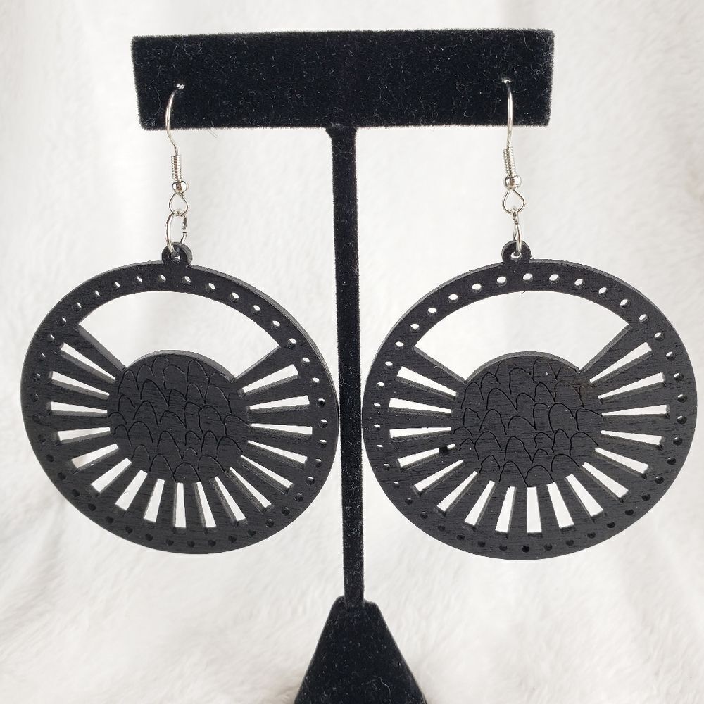 Wooden Mandala Cutout Earrings